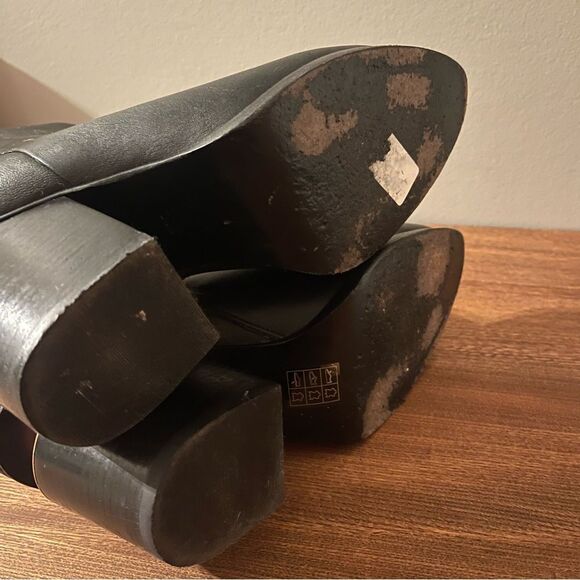 Alexander Wang Gabi Cutout Black Leather Ankle Boots Sz 9.5 Rose Gold Heel - Picture 6 of 7